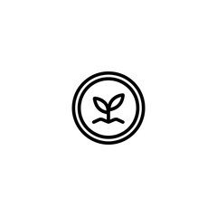 Poster - Simple sprout icon grows inside circular border isolated white background