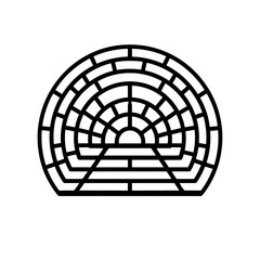 Poster - Dome structure shows grid during daytime in white space minimalist drawing