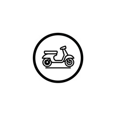 Poster - Scooter icon moves inside circle road traffic symbol simple transportation graphic