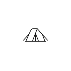 Poster - Minimalist tent icon depicts camping outdoors adventure backdrop vacation