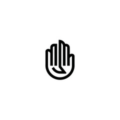 Poster - Abstract hand graphic represents giving inside minimalist backdrop offering support