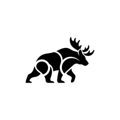 Poster - A stylized black logo featuring a moose and bear hybrid above the word anchorage in bold letters