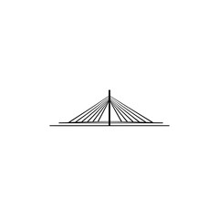 Poster - Minimalist suspension bridge design spans water simple monochrome outline