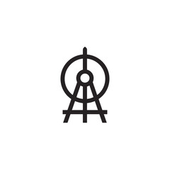 Poster - Simple Ferris Wheel Design Revolves Against White Isolated Background Amusement