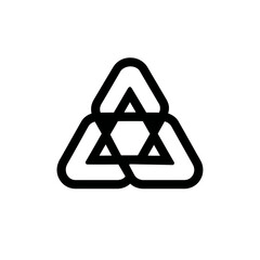 Poster - Intersecting triangles compose geometric design abstractly creating optical effect