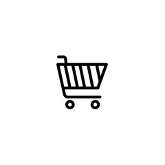 Poster - Black shopping cart icon displays purchases against white background in minimalistic style for e-commerce