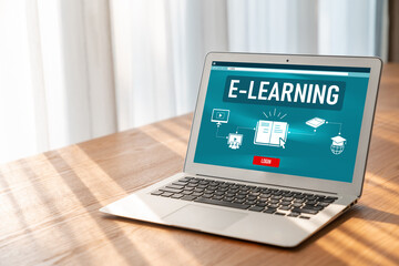 Poster - E-learning website with modish sofware for student to study online on the internet network