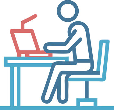 Person Working On Laptop At Desk Remote Work Productivity Icon Vector