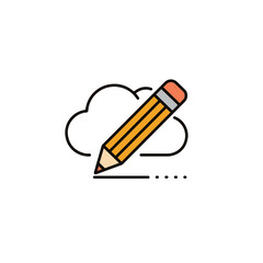 Poster - Cloud computing and digital creation concept with pencil and cloud graphic.