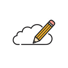 Poster - Illustration of a pencil editing a cloud, symbolizing digital content creation.