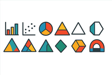 Poster - A collection of vector line icons is presented, including a simple set of charts and diagrams, featuring icons like dot plot, 3D chart, and trend, all with editable stroke and 48x48 pixel perfect