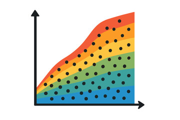 Poster - A grey growth chart is depicted with a polygon line set against an abstract background, featuring a polygonal space with low poly and connecting dots and lines that form a connection structure, all