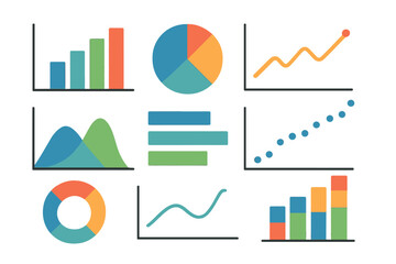 Poster - Financial market analysis is represented through a currency growth chart and  graph diagrams, along with economic graphs for comprehensive study