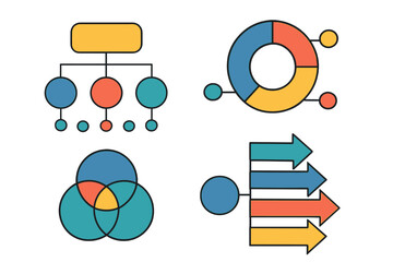 Poster - Infographic design layouts featuring vector arrows are available in sets of 3 and 4 options, representing parts or steps, and serve as illustrations for visualizing project steps, incorporating