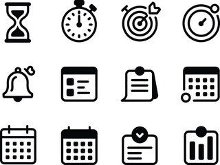 Poster - Collection of business and time management icons