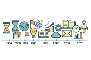 Poster - Vector arrows and circles form a timeline infographic, which includes a diagram, chart, and graph for presentation, illustrating a business progress concept with 8 distinct options, parts, steps, and