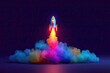 © Yus - Colorful rocket launch in vibrant neon hues