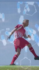 Aufkleber - Animation of screen with biological data over caucasian male soccer player during training