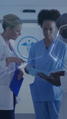 Poster - Animation of chemical formula over diverse surgeons discussing work