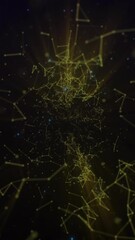 Fototapete - Animation of network of connections over blue spots on black background