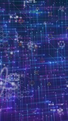 Poster - Animation of molecules and lights on blue and violet background