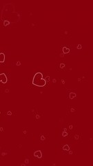 Poster - Animation of multiple heart shapes moving over red background
