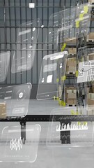 Poster - Animation of diagrams and data processing over machines working in warehouse
