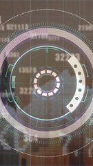 Poster - Animation of financial data, graphs and processing circle over cityscape