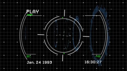 Aufkleber - PLAY indicator appearing causing circular HUD rotating, pulsing rings and visualizing system data