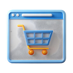 Poster - E-commerce online shopping web front view icon 3d rendering illustration on transparent background
