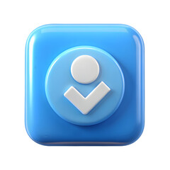 Fototapete - Label verified social media front view 3d rendering illustration icon transparent background
