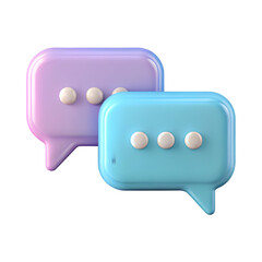 Poster - Speech bubble chat front view 3d rendering illustration on transparent background for messaging
