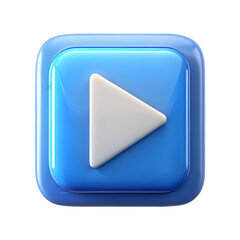 Poster - Play button icon front view 3d illustration rendering on transparent background for media controls
