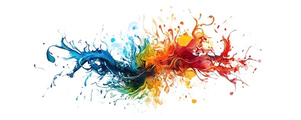 Poster - Dynamic splash of colorful paint in vibrant shades of blue, red, and yellow