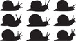 © hlimakter73 - Nine black snail silhouettes on a white background shell slug