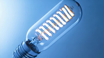 Poster - A close-up shot of a light bulb on a blue background, great for use in technology or design illustrations