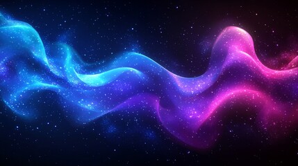 Poster - Radiant wave of cosmic energy dances across a starry expanse, blending hues of sapphire, violet, and rose in a celestial ballet.