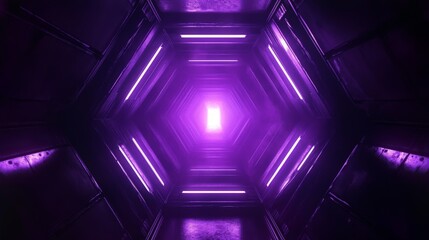 Poster - A futuristic purple tunnel creates a mesmerizing portal effect with geometric design and an otherworldly glow.