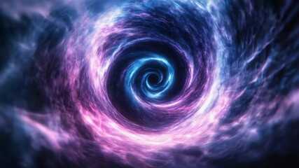 Poster - A swirling pattern of blue and purple colors on a dark black background