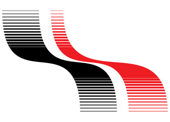 Poster - Wavy Vector red-black dynamic pattern on a white background. Striped Vector background. Design element. For car body, motorcycle, sportswear, toy