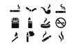 © ieps - Smoking icons collection: cigarettes, tobacco, and e-cigarettes in bold silhouette style