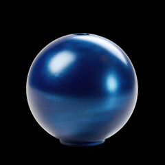 Poster - Glossy Blue Ceramic Vase with Smooth Surface and Round Shape on Black Background for Elegant Home Decor Photography