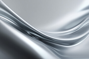 Wall Mural - smooth flowing silver metallic abstract background with elegant curves and glossy reflective surface