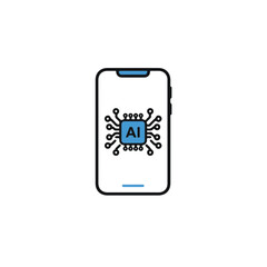 Poster - An illustration of a smartphone with a digital AI processor.