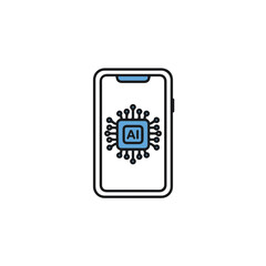 Fototapete - Artificial intelligence (AI) chip graphic display on a smartphone screen.