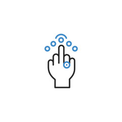 Fototapete - A digital representation of a hand with an abstract graphic above.