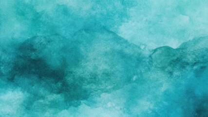 Poster - A watercolor background featuring blue and green hues with fluffy white clouds