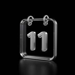 Aufkleber - Metallic 3D image of a 3D calendar icon made of glass isolated on black background. Generative AI