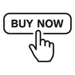 Poster - Bold Call to Action Black and White Buy Now Button with Pointing Finger Icon, Internet Marketing and E-commerce