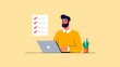 © Snap Fusion - Man working on laptop with checklist, productivity and task management illustration